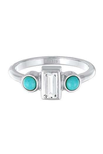 ELLI Ring PREMIUM Ring Damen Verlobung Vintage Funkelnd mit Topas und Howlith in 925 Sterling si