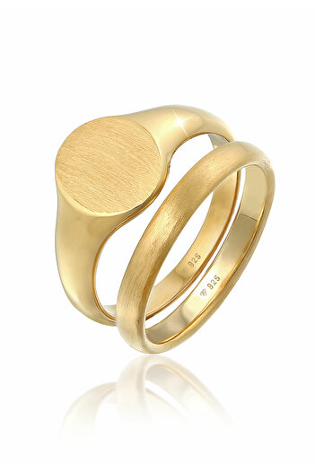 KUZZOI Ring Herren Siegelring Band Set Basic Minimal Trend in 925 Sterling Silber