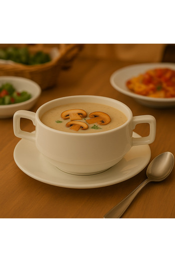 mastergold 6-Piece White Porcelain Soup Bowls with Handles – 10cm – Microwave Safe – Daily Use – Elegant Look