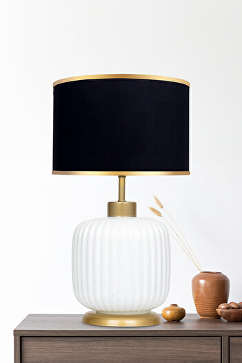MINIMAL ETICARET VE BILGI TEKNOLOJILERI Intense White Gold - Black - Glass Lampshade