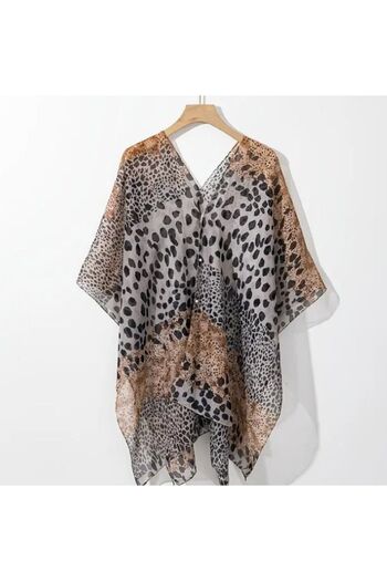 Dgt Luxury Leopard Print, Sunscreen, Multi-Purpose Tunic, Beach Shawl, Lightweight, Breathable Kimono