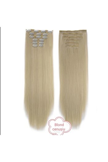 animis beauty Extensii par clip-on Blond Cenusiu, 16 clipsuri, 60 cm, Animis Beauty®