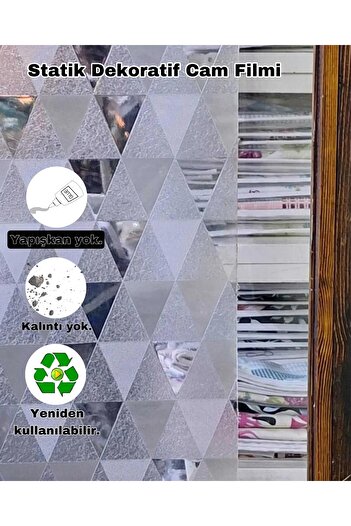 Başak Ev Tekstili Cam Filmi Kaplama Statik Folyo  Buzlu Desenli Duşa Kabin Pencere Ofis Dekorasyon