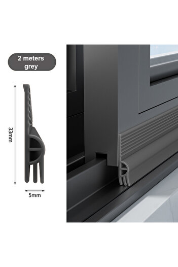 Choice1 2M Gray TPE Sliding Window Seal Strip Self Adhesive Triple Sound Insulation Windproof Anti-Cold Door