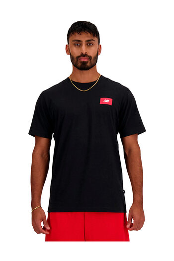 New Balance Sportovní tričko s logem Essentials – černé, S/S top