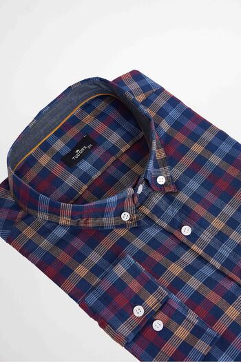 Tudors Plus Size Plaid Buttoned Collar Men's Shirt