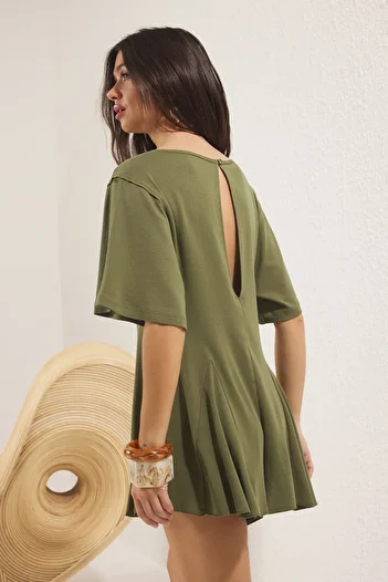 Trendyol Collection Beach Clothing Khaki Knitted Oversize Flounces Jumpsuit Tbess25Tu00001