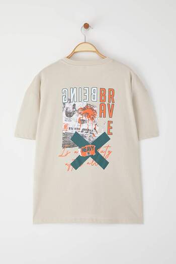 Trendyol Collection Oversize/Cut Short Sleeve Lettered 100% Cotton T-Shirt Tmnss22Ts2223