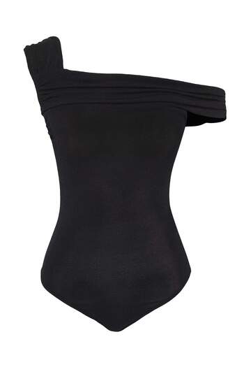 Trendyol Collection Asymetrický límec Black Glitter Knitted Body - Tprss25Bd00007
