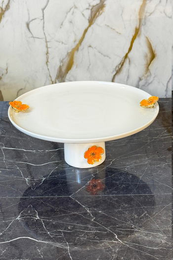 MAY HOME Lalezar Porcelain Footed Presentation Plate & Cake Pastry Cookie Presentation