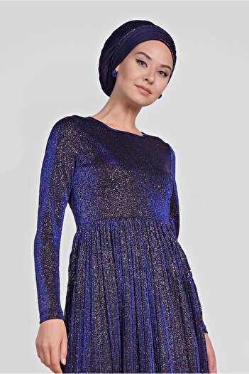 Alvina Pleated Silvery Dress 4126