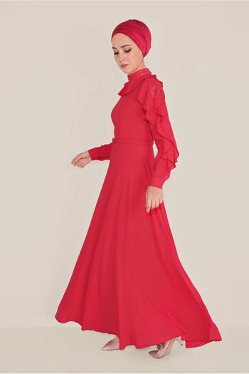Alvina Ruffled Bead Embroidered Detailed Dress 40546