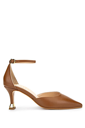Tamer Tanca Women's Genuine Leather Tan Heeled Shoes
