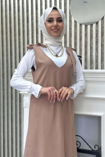 benguen Shirt + Gilet Dress Beige 4678
