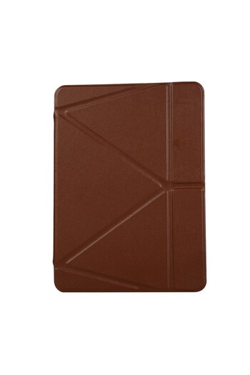 REDz Accessories Husă pentru iPad Pro 11 (2018), maro, spate transparent, piele ecologică și TPU, funcție walk & sleep