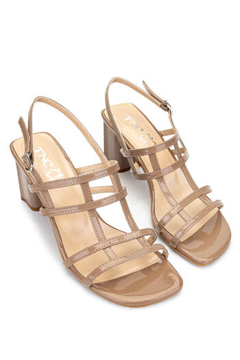 Tamer Tanca Women's Genuine Leather Beige Heeled Shoes