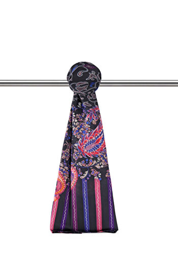 Bursa İpek Fuchsia Ivy Pattern Soft Shawl