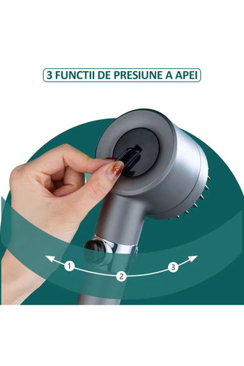 NEXTLY Shower Head With Filter And 3 Functions, , Button For Stop/Start Jet, Adjustable Pressure