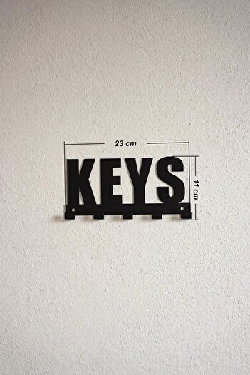 Renklendir Hayatını Keys Written Metal Key Hanger Metal Keychain Decorative Key Hanger Black 23 cm X 11 cm