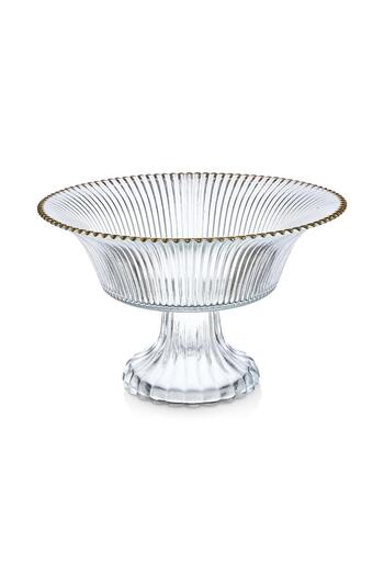 İLİVA Large Footed Glass Salad Bowl - Fruit Bowl, Presentation Bowl