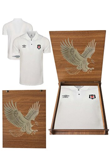 Beşiktaş Μπλουζάκι Beşiktaş Umbro Original Λευκό Polo Collar με Ξύλινο κουτί δώρο