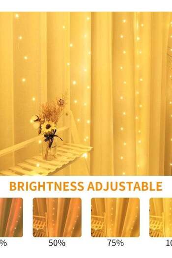DLC Decorative curtain string lights 3 m x 2 m 200 working LED bulbs