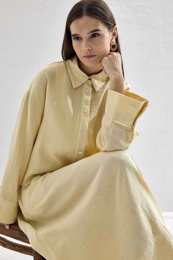 Hooopstore Muslin Soft Yellow Skirt Set