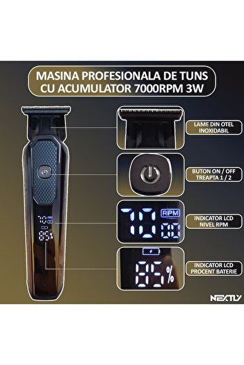 NEXTLY Professional Hair Clipper, , With Battery, 1200mah, 2 Speeds, Digital Display