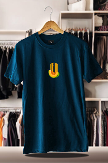 CC STORE Μπλουζάκι Indigo με ράστερ 3 νημάτων από βαμβακερό υπερμεγέθη |   Καλοκαιρινό καλοκαιρινό μπολ με γεύση πεπόνι
