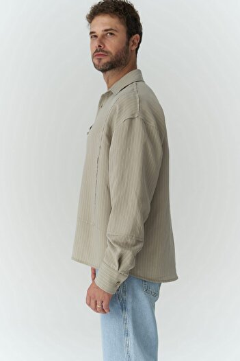 MAİ COLLECTİON Dylan Soft Khaki Men's Shirt