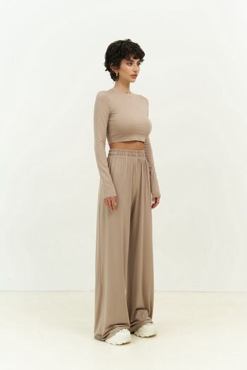 MAİ COLLECTİON Σετ παντελόνι Jany μακρυμάνικο Mink Crop