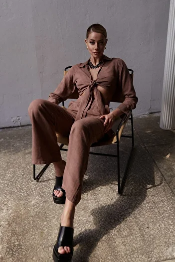BOHEMAİ Marsilia Brown Linen Set