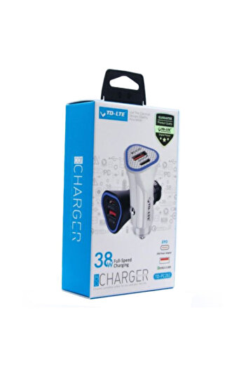 REDz Accessories Încărcător auto, încărcare rapidă 20W, 1x USB A + 1x USB-C, alb