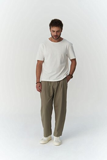 MAİ COLLECTİON Kenway Lace Detailed Khaki Men's Trousers