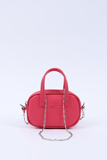SHAKA Φούξια Shk228 Faux Leather, Μονό διαμέρισμα, Λουράκι αλυσίδας, Φερμουάρ, Μίνι τσάντα χειρός και ώμου