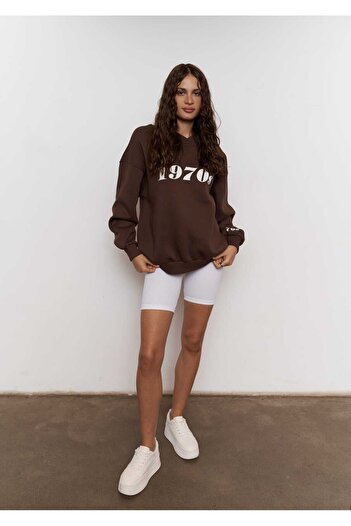 MAİ COLLECTİON Φούτερ Mcllctn 1970 Καφέ Oversize Unisex