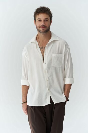 MAİ COLLECTİON Jeremy Ecru Men's Shirt