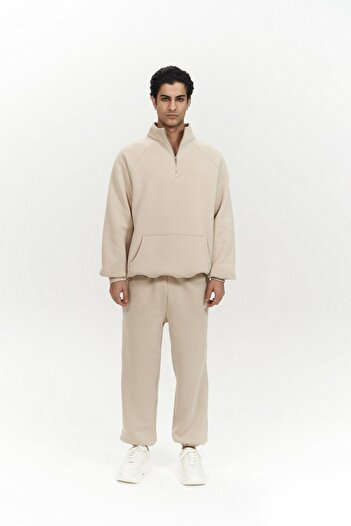 MAİ COLLECTİON Ανδρική αθλητική φόρμα Stephen Zippered Bone