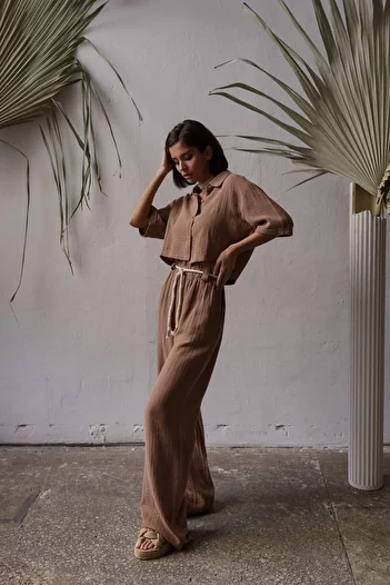 BOHEMAİ Olympos Rope Soft Brown Muslin Set