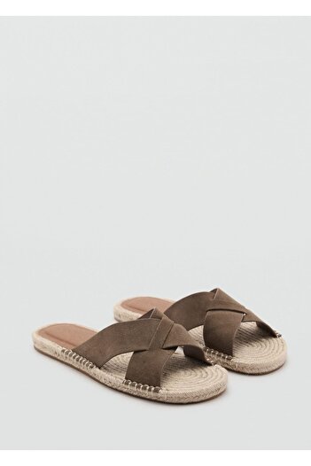 MANGO Man Cross Strap Napa Leather Sandals
