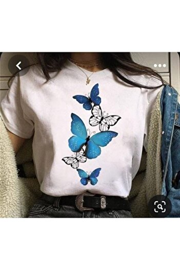 PENTHİLUS Short Sleeve t Shirt Printed Geography Summer Butterfly t Shirts