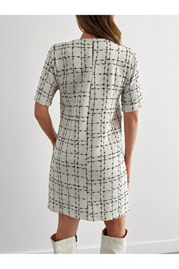 SERBA Φόρεμα Loose Fit με κοντομάνικο λινό look