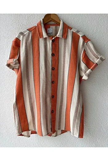Hazhers Men's Shirt Collar Oversize Short Sleeve Summer Shirt