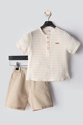 Ofislot Striped Linen Baby Boy Suit Double Boy Suit Baby Boy Clothing Baby Boy Bottom Suit