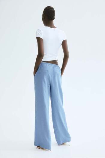 H&M Straight Linen-blend Trousers