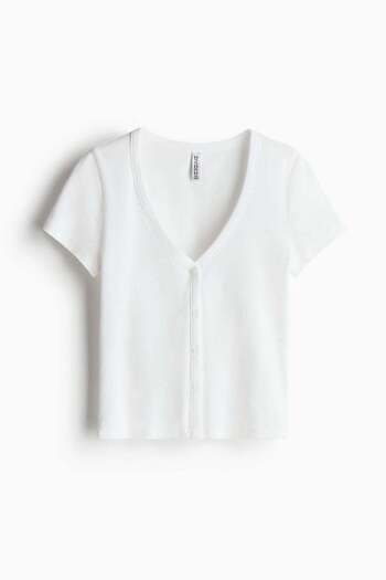 H&M Ribbed button-front T-shirt