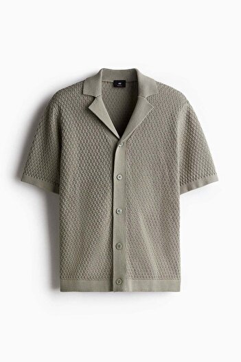 H&M Regular Fit Textured-knit resort shirt