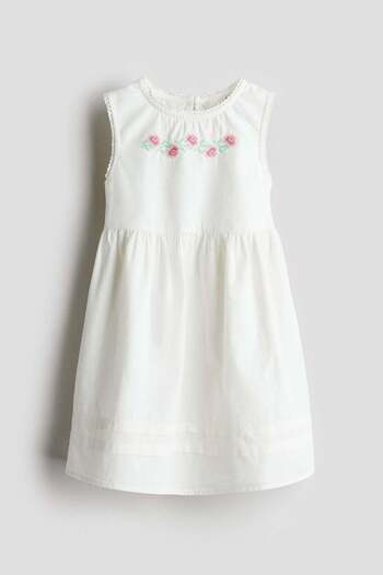 H&M Embroidery-motif Poplin Dress