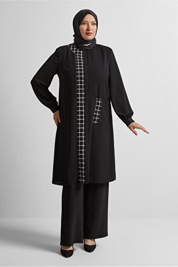 Alvina Square Patterned Large Size Tunic 20744
