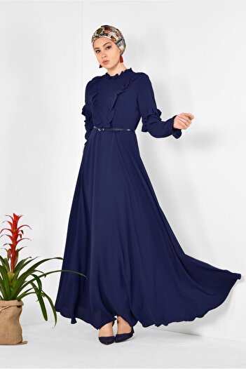 Alvina Chiffon Dress with Ruffle Collar and Sleeves 4306